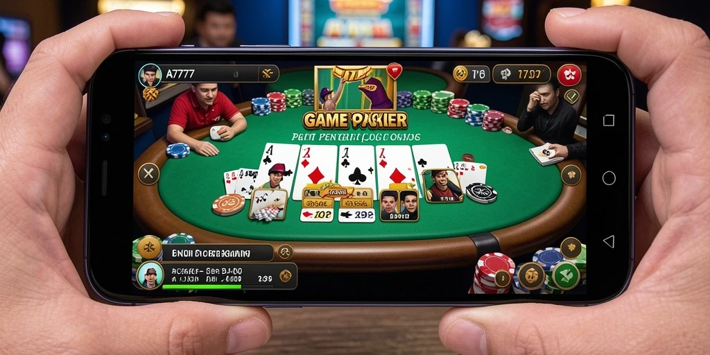 Screenshot A7777 menunjukkan serunya bermain Poker online.