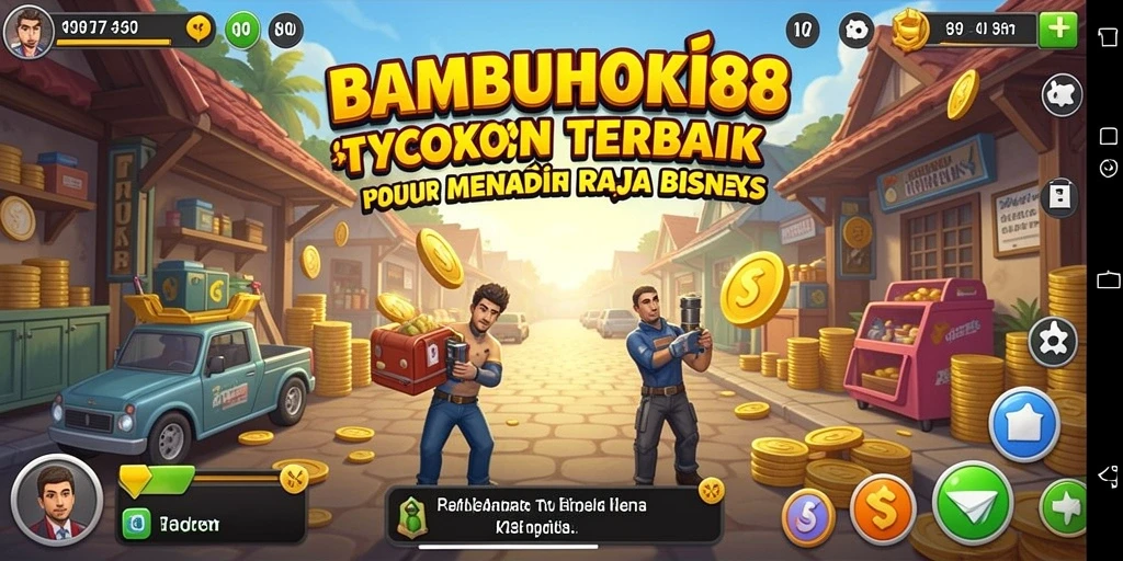 Screenshot gameplay BAMBUHOKI88 yang menampilkan interaksi bisnis yang seru.