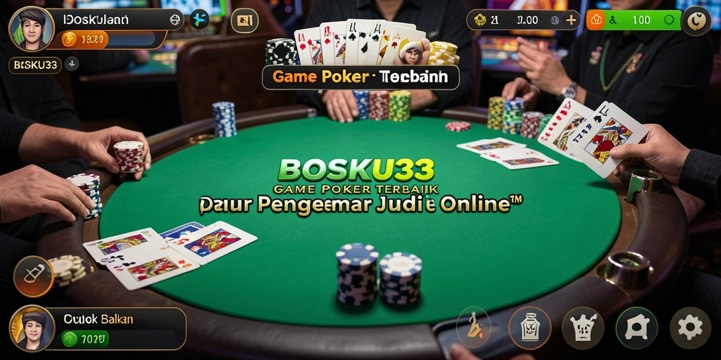 Tampilan menarik dari gameplay poker di BOSKU33.