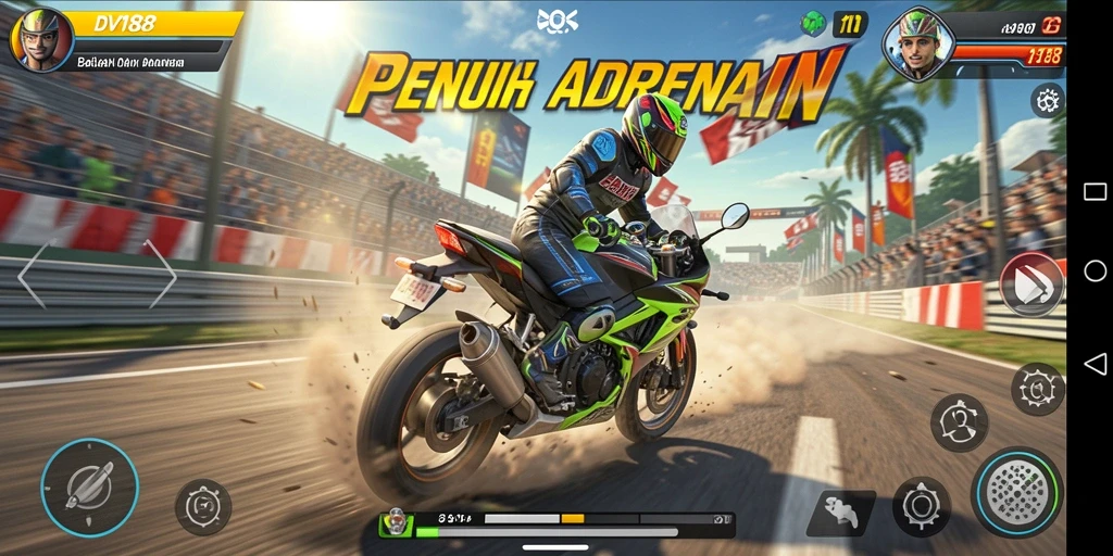 Gameplay balapan motor yang seru dan mendebarkan.