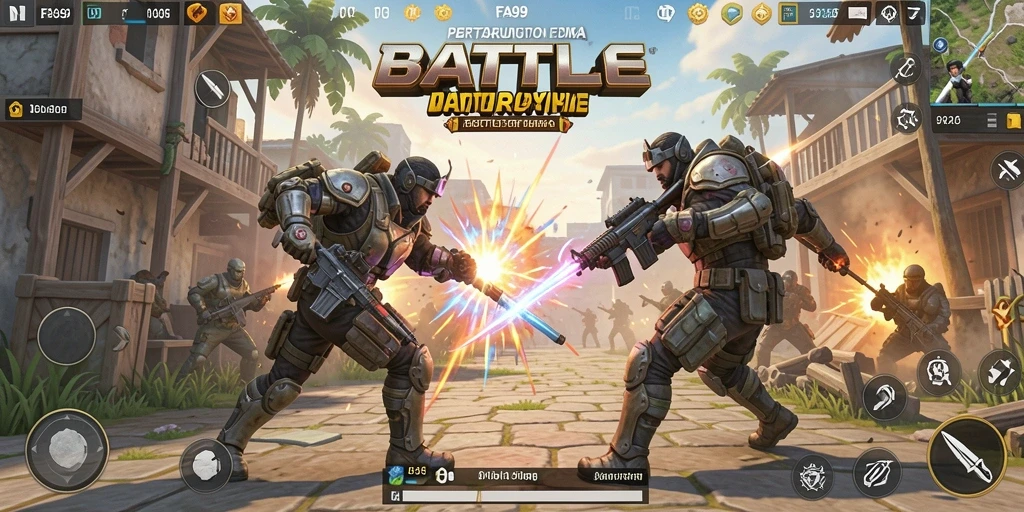 Tampilan seru gameplay FA99 dalam aksi Battle Royale.