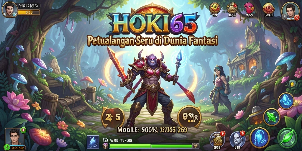Tampilan gameplay HOKI65 dengan karakter yang menjelajahi dunia petualangan.