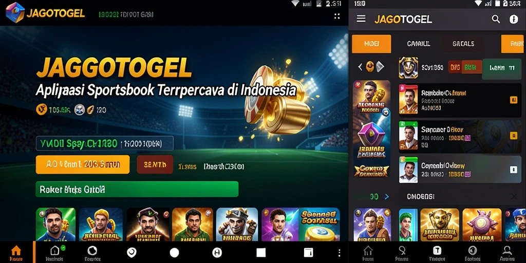 Tampilan aplikasi JAGOTOGEL dengan fitur taruhan olahraga yang lengkap.