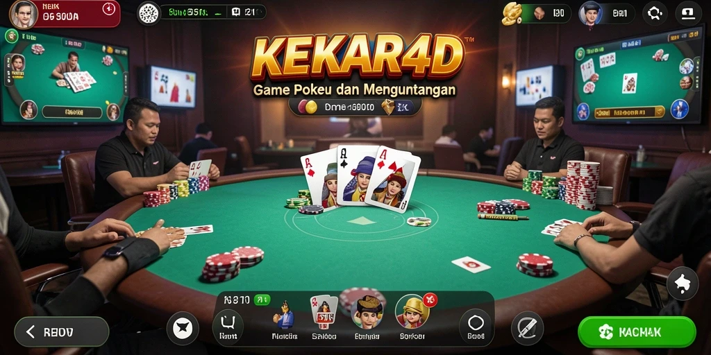 Tampilan menarik dari gameplay KEKAR4D yang menyuguhkan momen seru bermain Poker.
