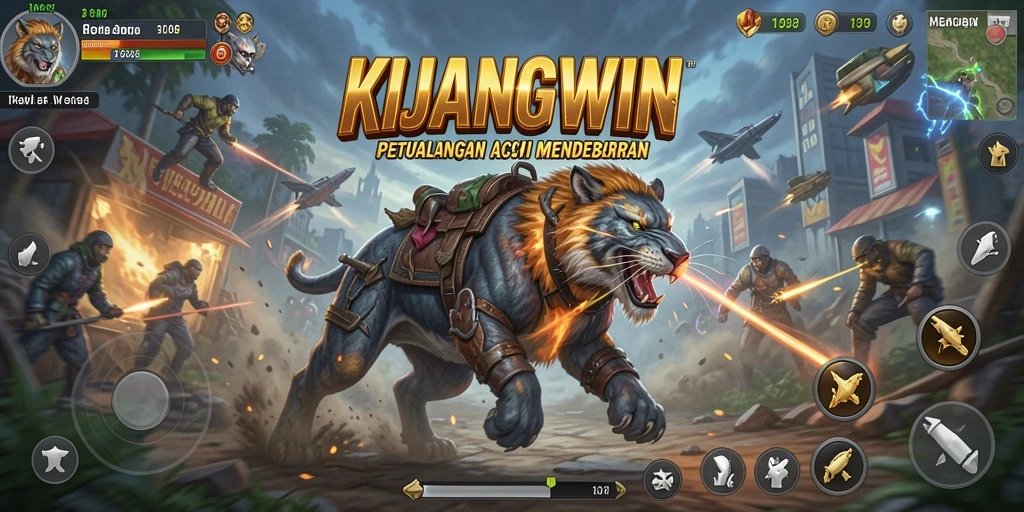 Tampilan gameplay KIJANGWIN yang mendebarkan dan penuh aksi.