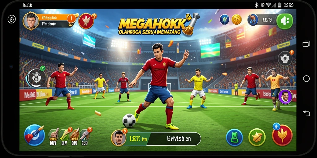 Tampilan gameplay yang penuh aksi dalam MEGAHOKI.
