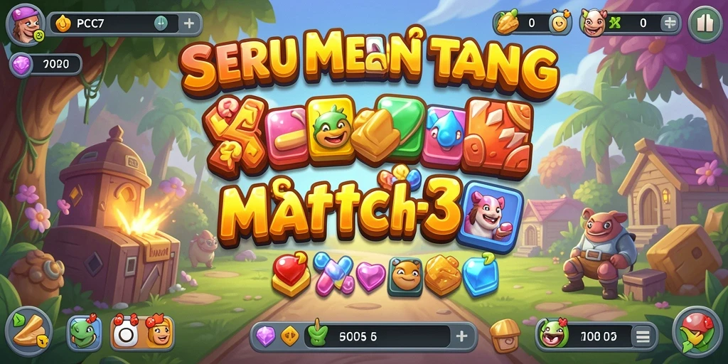 Tangkapan layar utama PCPC7 menampilkan gameplay mencocokkan objek.
