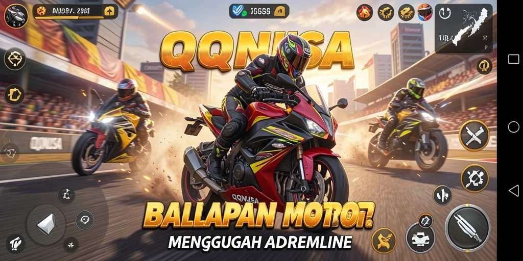 Gameplay seru balapan motor di QQNUSA.