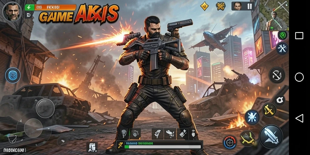 Tampilan menarik dari gameplay action RK55 yang mendebarkan.