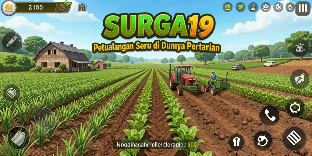 Tangkapan layar gameplay SURGA19 menampilkan aktivitas berkebun yang seru.