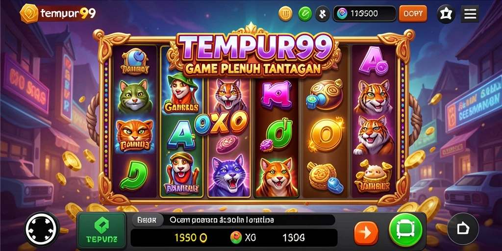 Tampilan menarik gameplay Slot TEMPUR99 dengan gulungan penuh warna.