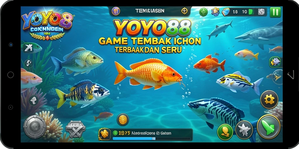 Screenshot utama YOYO88 menampilkan gameplay seru tembak ikan.